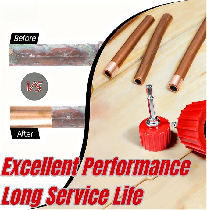 Heavy Duty Copper Pipe Cleaner & Bore Brush Kit 1/2" & 3/4" & 1" Copper Pipe Cleaner Set for Drill, with 1/4" Hex Shank & 10 Brush Blades Plumbing Tools for Removing Rust