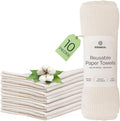 10 Pack Reusable Kitchen Paper Towels Washable - Super Absorbent Natural unPaper Towels - Natural Cotton - Reusable, Paperless Kitchen Dish Cloths - 100% Organic