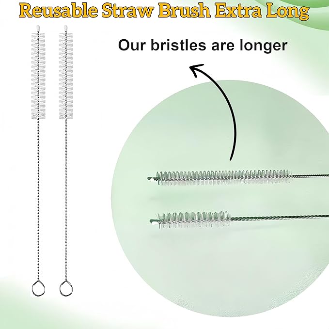 6 Pack Straw Cleaner Brush Set | 12 Inch 300mm Extra Long Straw Brush & Bottle Brush for Deep Cleaning | Compatible with Reusable Straws, Stanley Cup, Tumblers, Water Bottles | 4 Inch 100mm Bristles