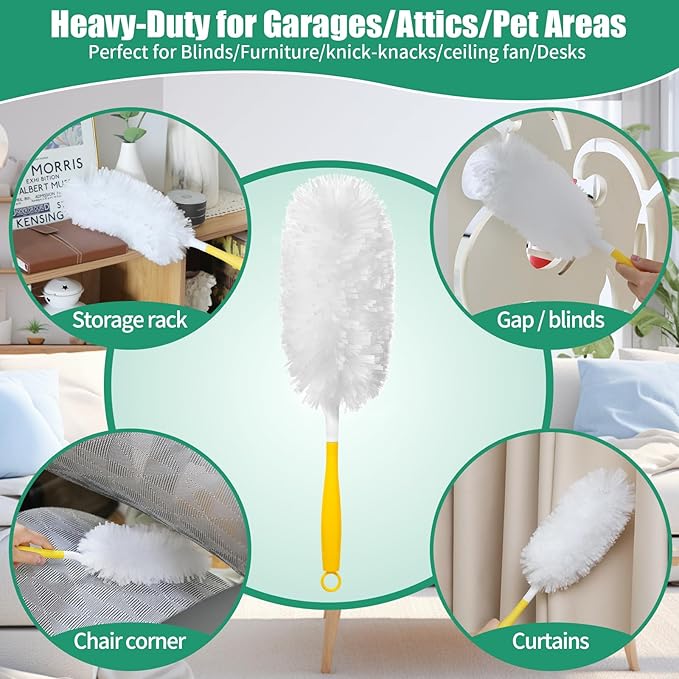 30 Count Electrostatic Duster Refills Compatible with Swiffer Duster, Multi-Surface Dusting Refills, Microfibre Feather Dusters for Cleaning, White Unscented