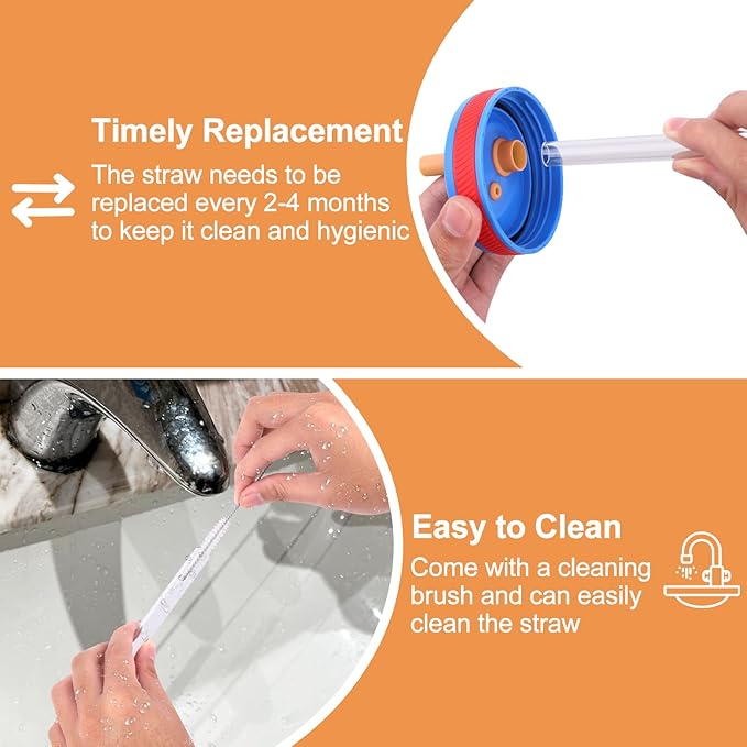 XANGNIER Replacement Straws and Bite Valve Compatible with Zak Designs Kelso 15 oz Tumbler Water Bottle,4 Pcs Silicone Straws with Cleaning Brush for Zak Designs Kelso 12 oz Cups,Deep Orange