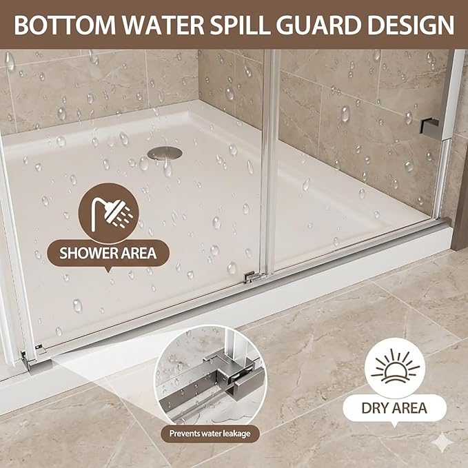 56-60" W x 75" H Frameless Shower Door, Sliding Shower Glass Door with 5/16"(8mm) Tempered Glass, Shower Doors for Walk in Shower with Explosion-Proof Film, Easy to Clean, Bruhed Nickel