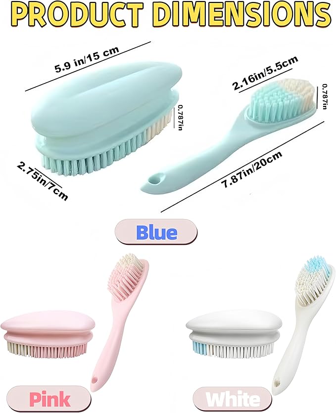 2 Pack Soft Bristle Cleaning Scrub Brush Laundry Brush Scrubber Brush for Clothes, Carpet and Fabric Stain Removal, Scrubbing Brush with Ergonomic Handle (Pink)