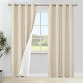 YoungsTex Natural Linen 100% Blackout Curtains for Bedroom 80 Inch Length, Thermal Insulated Drapes with Grommet Darkening Heat Blocking for Living Room Farmhouse, 2 Panels, 52 X 80 Inch