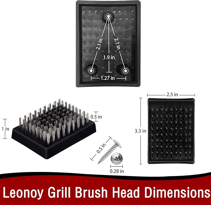 3.3" x 2.5" Grill Brush Replacement Heads Set of 8, Leonyo Grill Cleaning Brush Replaceable Heads, Barbecue Cleaner Refill