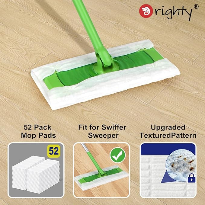 Orighty Dry Sweeping Cloths, Mop Pads Refills Compatible with Swiffer Sweeper, 120 Count Disposable Duster Refills for Floor Mopping and Cleaning (Pack of 2)