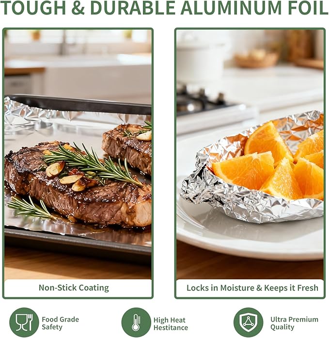 600 Count Pre-Cut Aluminum Foil Sheets, 12" x 10.6" Inch Pre Cut Aluminum Foil sheets for Restaurant Use, Disposable Foil Sheets for Food, Hot Dogs, and Sandwiches
