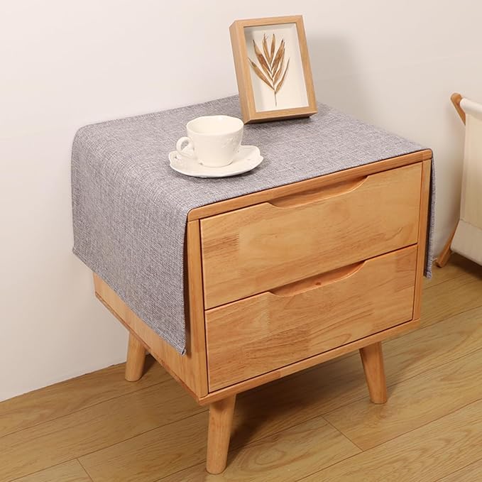 Small Bedside Tablecloth Table Dustcover End Tabletop Home Decoration Fabric Tablecloth Nightstand Table Covering Doilies for Furniture Décor (16×35inch) (Light Grey)