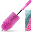 Wheel Cleaning Brush Hub Clean Tool and Rim Detailing Brush with Soft Bristles,Safe On All Wheel Types,Multipurpose Use for Wheels,Rims,Exhaust Tips,Car,Motorcycles,Truck (Pink)