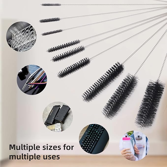 Annhua 10 Pcs Tube Cleaning Brushes Kit Straw Cleaning Kit Metal Pipe Brush Cleaner, Lab Cleaning Brushes Wire Bottle Brush for Lab Tube, Auto Parts, Bottles and Pipes, 10 Sizes
