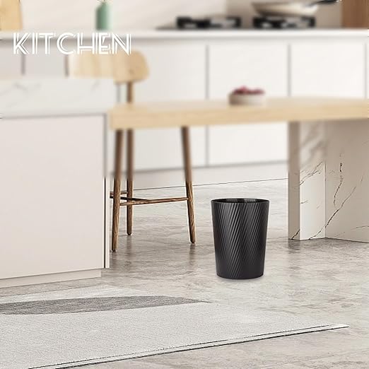 UUJOLY Small Trash Can Wastebasket Garbage Can Container Bins for Bathrooms, Laundry Room, Kitchens, Offices, Kids Rooms, Dorms (Black)