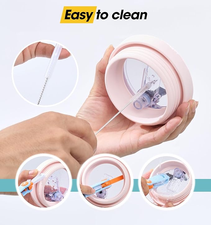 30oz Flip Straw Leak Proof Lid for Stanley Quencher,30 oz Tumbler Lid Replacement for Stanley Cup Accessories,No Spill Silicone Tumbler Lids with Cleaning Brush Set (Rose Quartz)