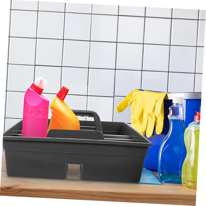 Cleaning Tool Organizer Handle Versatile Storage Box for Easy Bathroom and Home Organization and Reliable Cleaning Caddy Grey