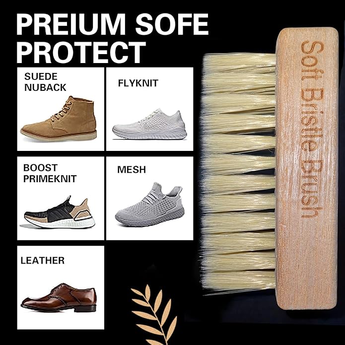 Portable Shoe Cleaning Brush Set of 2 Brushes with Soft and Medium Bristles, Premium Sneaker Cleaner Brushes for Leather, Suede, Canvas, Textile, Bags and Accessories.