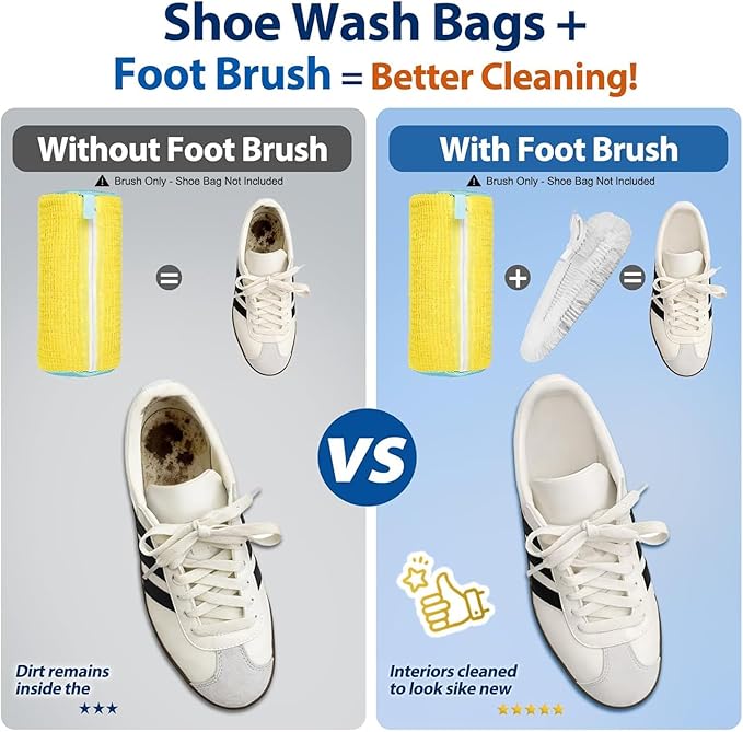 Shoe Washing Bag Cleaning Brush (2-Pack) – Interior Shoe Cleaner for Washing Machine Use, 360° Deep Clean Tool for Sneakers & Tennis Shoes