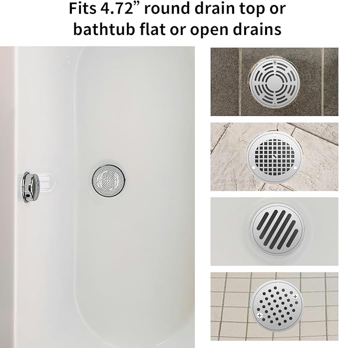 Ohtomber Shower Drain Hair Catcher - 2PCS 4.72” Shower Stall Sink Drain Cover Strainer, Stainless Steel Bathtub Hair Filter Trap Stopper, Bathroom Floor Screen Protector with Silicone Rim