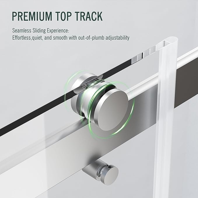Bathtub Sliding Door, 55"-60" W x 56" H Tub Shower Door, Bathtub Glass Door, Bathtub Double Sliding Tempered Glass Explosion-Proof Film Stainless Steel Brushed Silver