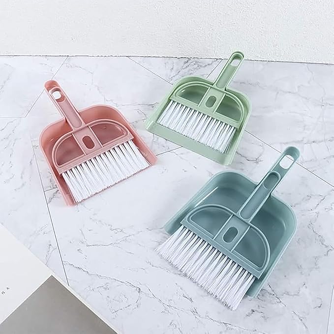 Broom and Dustpan Set, Lightweight Mini Household Small Dustpan and Brush Set with Handle,Portable Compact Handheld Dust Pan for Keyboards Kitchen Pet Table Office Sweeping Camping Indoor Outdoor