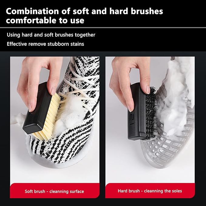 GUZI 2Pcs Professional Cleaning Shoe Brush Plastic Soft Brush Hard Brush Household Cleaning Set Shoe Care Leather Care Shoe Brushes for Cleaning
