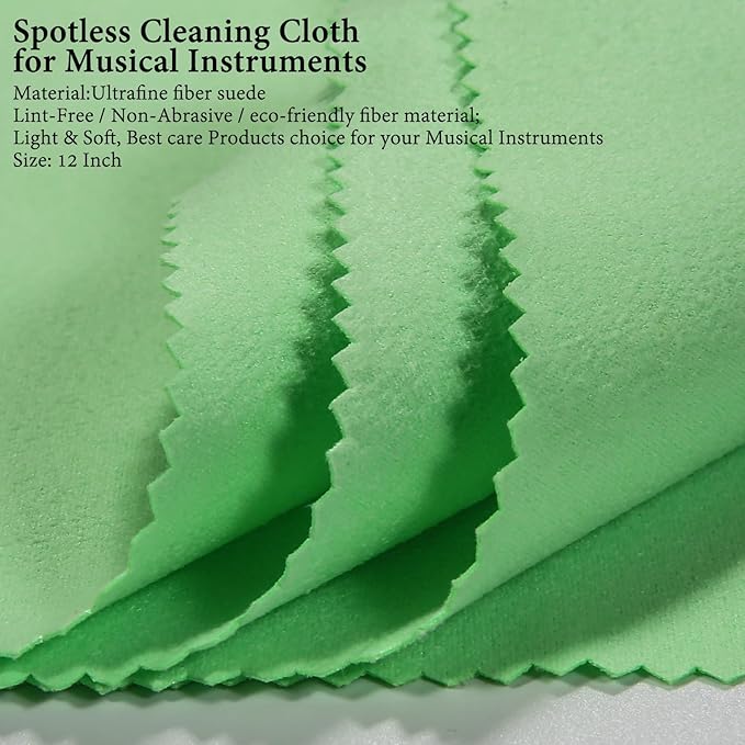 Guitar Cloths Ultrafine fiber suede Plush Polishing Cloths for Musical Instruments Premium Polishing & Cleaning Cloths for Guitar Violin Piano Clarinet Trumpet Sax Universal, 4-Pack 12"x12"