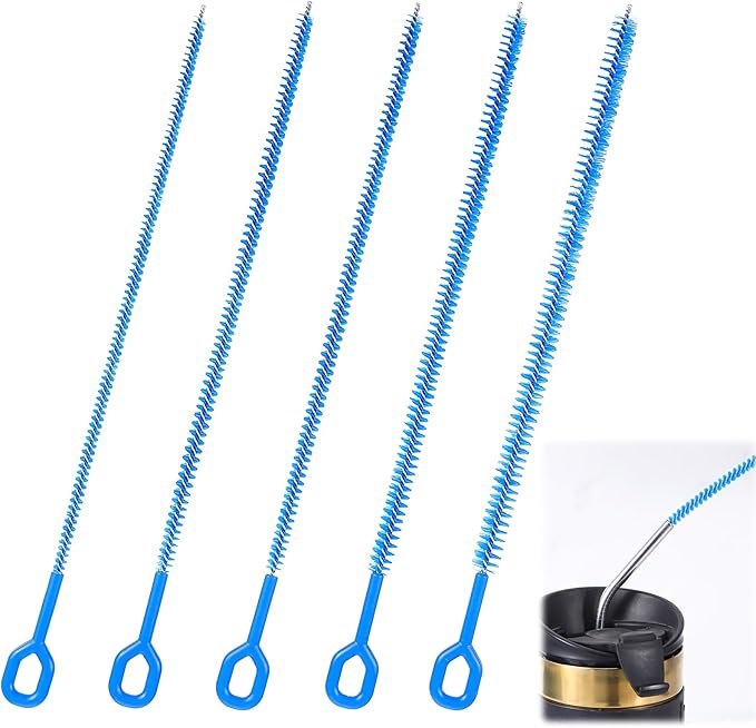 Straw Clean Brush Set Straw Brush Extra Long 12 Inch ReusableStraw Cleaner Accessories Diameters Ranging from 6-12mm for Water Bottles Tubes Sippy Cup 5Pcs