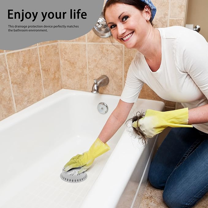 Silicone Drain Hair Catcher Bathroom Sink Bathtub Drain strainers for pop up and Regular drains (Gray)