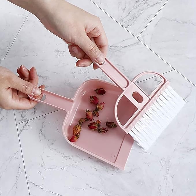 Mini Dustpan and Brush Set, Household Lightweight Portable Dust Pan with Handle,Compact Mini Handheld Hand Broom and Dustpan Set for Cleaning Sweeping Table Pet Kitchen Indoor Office Camping Home