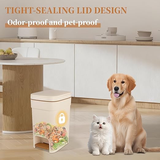 JiatuA Small Bathroom Trash Can with Lid Soft Close, 4 Gallon Step Garbage Can Slim Trash Bin Wastebasket for Kitchen Bedroom Office Living Room Toilet College Dorm, Cream