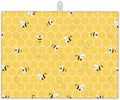 Yellow Bees Dish Drying Rack Mats Decor,Honey Honeycombs Dish Pad Drying Mat Kitchen Counter 18x24 Inch Absorbent Reversible Microfiber for Coffee Bar Sink Countertop