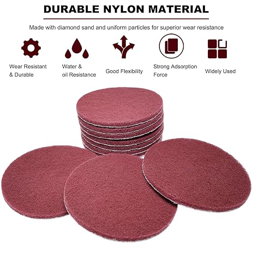 10 Pack 6 Inch Multipurpose Red Scrubber Scouring Pads Flocking Scuff Pads -Hoop and Loop Scuff Pads Conditioning Discs Polishing Pad for Furniture Automotive Cleaning, Rust Removal (400 Grit)