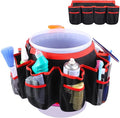 Portable Bucket Cleaning Tool Organizer,5 Gallon Bucket Holder Cleaning Supplies,Foldable Wash Tool Caddy Organizer More Mesh Pockets for Housekeeping,Easy to Use