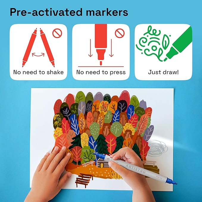 ARTISTRO 120 Acrylic Paint Markers - Paint Pens for Drawing, Brush + Fine Tips - For Fabric, Rock, Glass, Wood, DIY, Eggs - Art & Craft Supplies for Adults, Teens, Kids - Easter Basket Stuffers