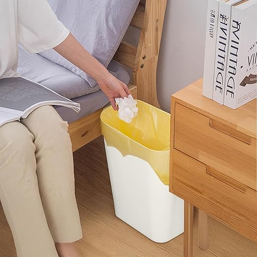 Platic Trash Can - Small Waste basketbin - 1.8 Gallon- for Office,Home,Bathroom,Kitchen - White