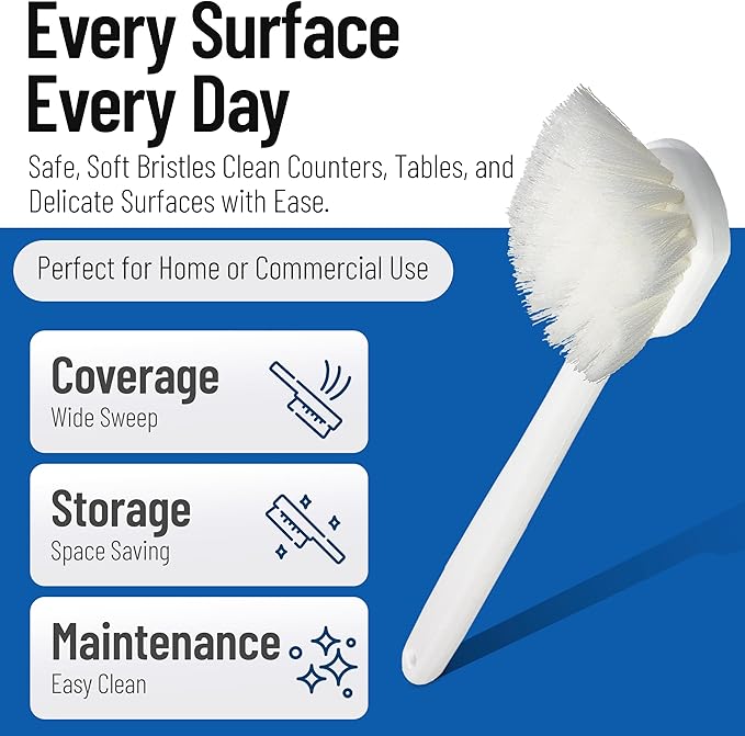 SPARTA Flo-Pac Utility Scrub Brush Dish Brush, Kitchen Brush with Plastic Handle for Households, Businesses, 20 Inches, White, (Pack of 12)