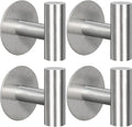 4 Pack Adhesive Hooks, Heavy Duty Adhesive Wall Hooks, Waterproof Stainless Steel for Bedroom Kitchen Hotel Office(4 Pack, Brushed Nickel)