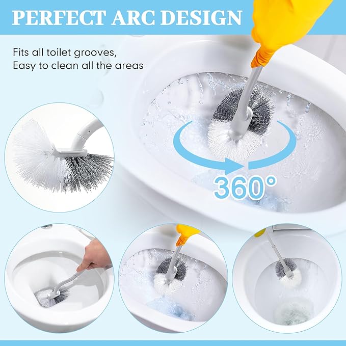 12 Pcs Curved Toilet Bowl Brush Bulk Bathroom Deep Cleaning Toilet Cleaner Scrubber Without Holder Handle Curved Brush Hanging Under Rim Household Cleaning for Bathroom(White)