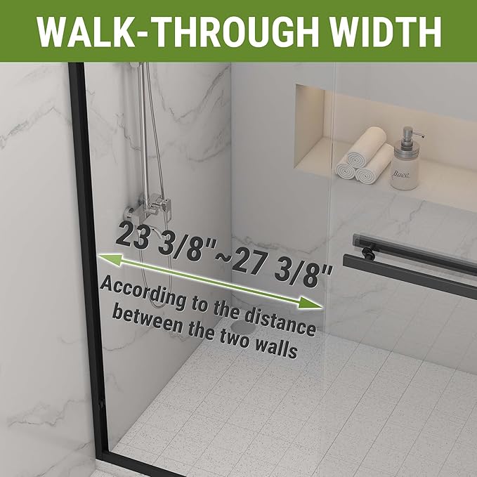 Tub Shower Door 56-60" W x 60" H,Matte Black Bathtub Door with 1/4"(6mm) Tempered Glass,Bathtub Shower Door Easy to Clean