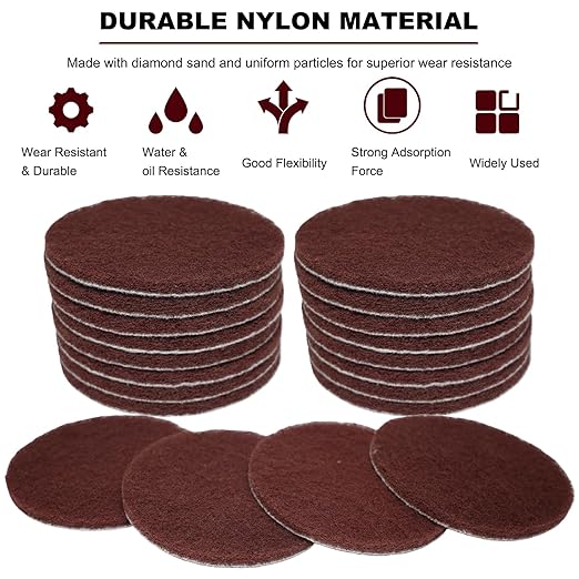 20 PCS 4 Inch 120 Grit Hoop and Loop Scrubber Scouring Pads Drill Scuffing Disc Flocking Scuff Pads, Conditioning Discs Polishing Pads for Furniture Automotive Cleaning, Rust Removal