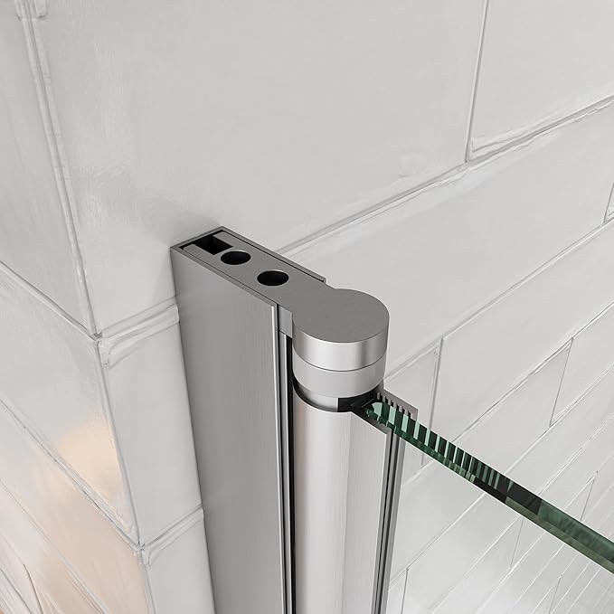 31"-32" W x 55" H Brushed Nickel Flexible 180° Pivot Shower Door Reversible Installation Frameless Bathtub Screen,6MM Tempered Glass with Nano Easy Cleaning and Stick Explosion-Proof Membrance