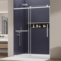 Frameless Sliding Shower Door 56–60" W x 76" H, 5/16" Tempered Glass with Dual-Sided Easy to Clean Coating, Shower Glass Door with SUS304 Stainless Steel Hardware & 20" Towel Rack, Bright Chrome
