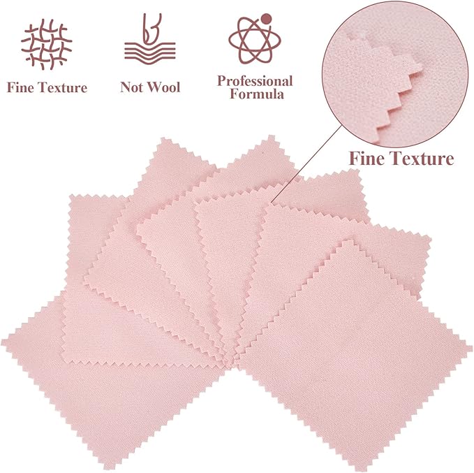 PINGMIC 120PCS Jewelry Cleaning Cloth, Professional Polishing Cloth Individually Wrapped, Pink Silver Polishing Cloth for Jewelry Sterling Silver Gold Platinum Watch Coins and More (3.15" x 3.15")