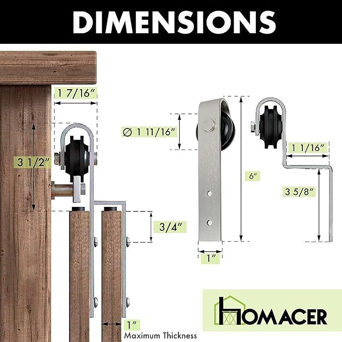 Homacer Mini Brushed Nickel Single Track Bypass Sliding Barn Door Hardware Kit, for Three Doors, 60-inch Long Flat Track, Straight Design Roller, Cabinet TV Stand Console Use…