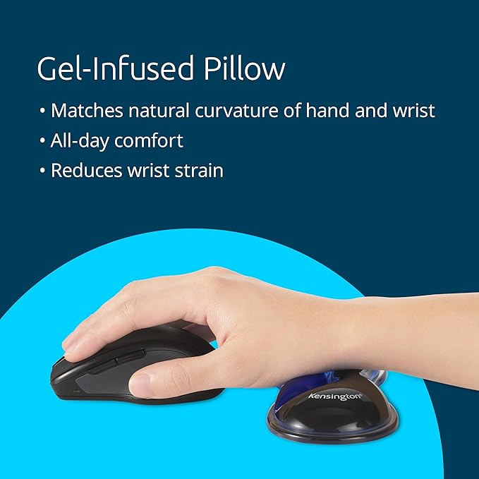 Kensington Slim Duo Gel Mouse Wrist Rest Support Cushion for Low Profile Mice & Trackballs, Ergonomic Mouse Wrist Support for Pain Relief, Comfortable Non-Skid Gel, Blue 7.56" x 2.83" x 0.87" K62439NA