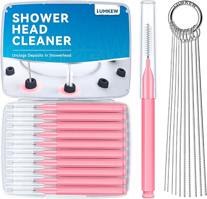 Shower Head Cleaner Picks, Pink Shower Head Cleaning Brushes for Showerhead Small Hole Nozzle Unlcogger, 20 pcs