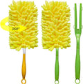 Reusable Duster for Swiffer, 2 Refills +1 Handle, 360 Heavy Duty Duster Refill Compatible with Swiffer Hand Dusters, for Dusting Furniture, Blinds, Ceiling Fans, Walls and More, Yellow