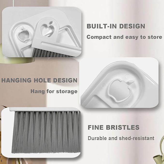 Mini Brush and Dustpan Set – Small Broom and Dustpan Set for Tight Spaces, Compact Dust Pan and Mini Hand Broom Combo