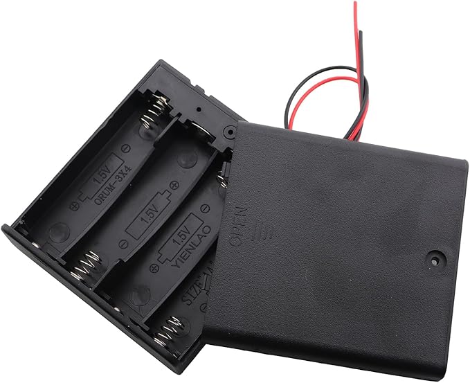 3PCS 68.7x64.2x22.5mm 4AA Battery Holders with Switch 6V Battery Box Holder with Cover 4 Slot 6V AA Battery Storage Box with Wire Battery Connector