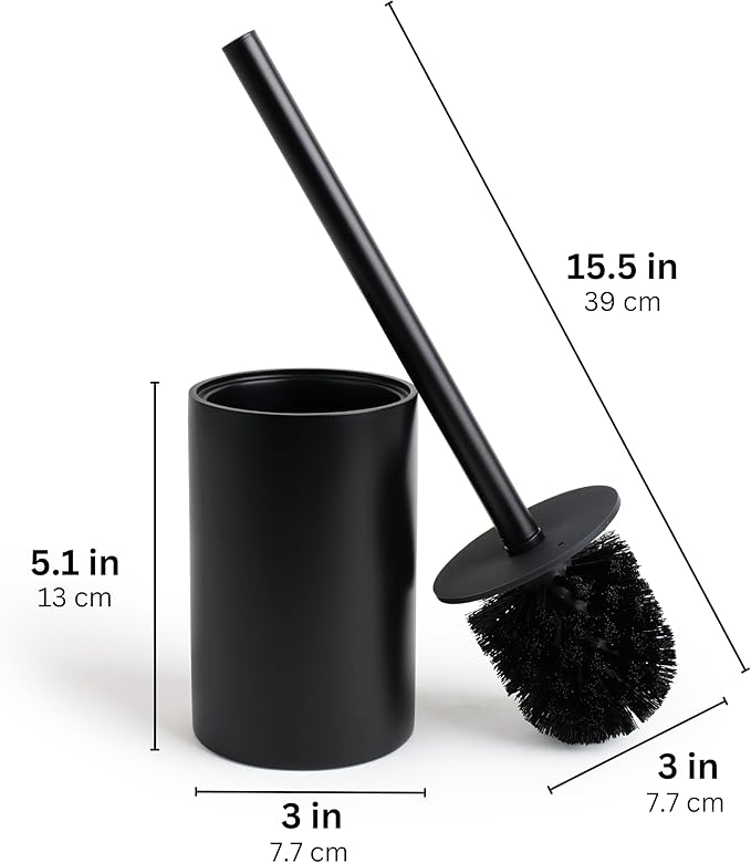 Matte Black Toilet Bowl Brush for Bathroom with Holder - Bathroom Cleaner Scrubber with Sleek Design, Sturdy, and Durable Bristles