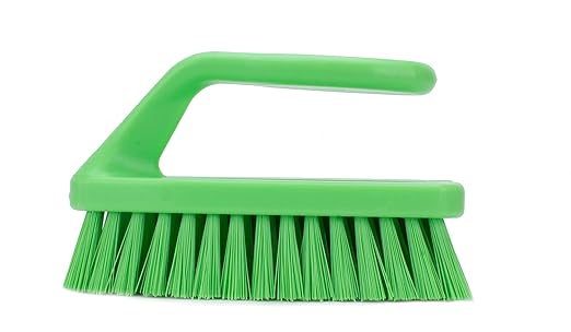 SPARTA Scrub Brush with Iron Shaped Handle and Stiff Bristles, Heavy Duty Scrubber Brush for Kitchen, Bathroom, Shower, Tile, Sink, Carpet and Bakepans, Polypropylene, 6 Inches, Lime