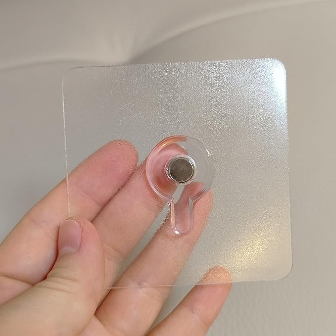 20 Pcs Heavy Duty Adhesive Picture Hooks – 33 lbs Load No-Nail Wall Hangers, Waterproof Transparent Sticky Hooks for Frame, Mirror, Bathroom, Kitchen, Home Decor (2.2 x 2.2 inch)